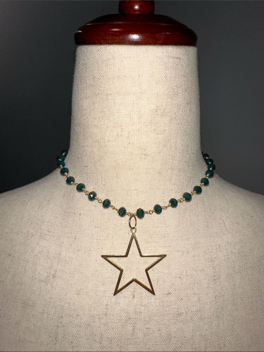 Francesca's Collections Gold Star Choker with Teal Beads